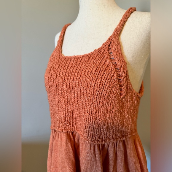 Sz S Free People rust crochet sleeveless top tunic style - Picture 3 of 8